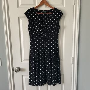 Ralph Lauren Dress Polka Dot Black & White Size 8 Retro Women's Classic Capsule